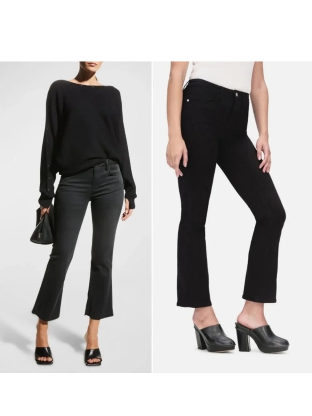 Frame Le Crop Mini Boot Black Jeans Film Noir Sz 25